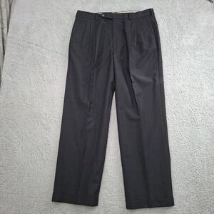 Corbin Dress Pants Mens 36x30 Charcoal Gray Wool Cuffed Pleated Made in USA